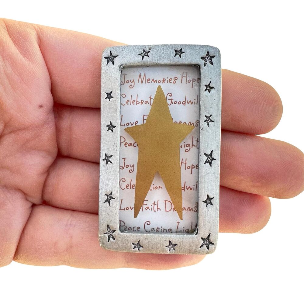 Vintage Jewelry Hallmark Star Brooch Framed Pin